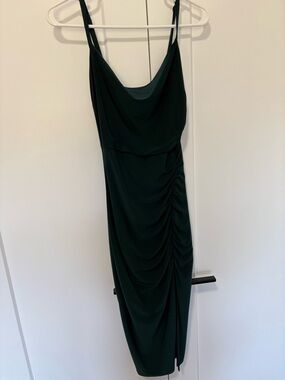 le chateau Dark Green Draped Midi Dress